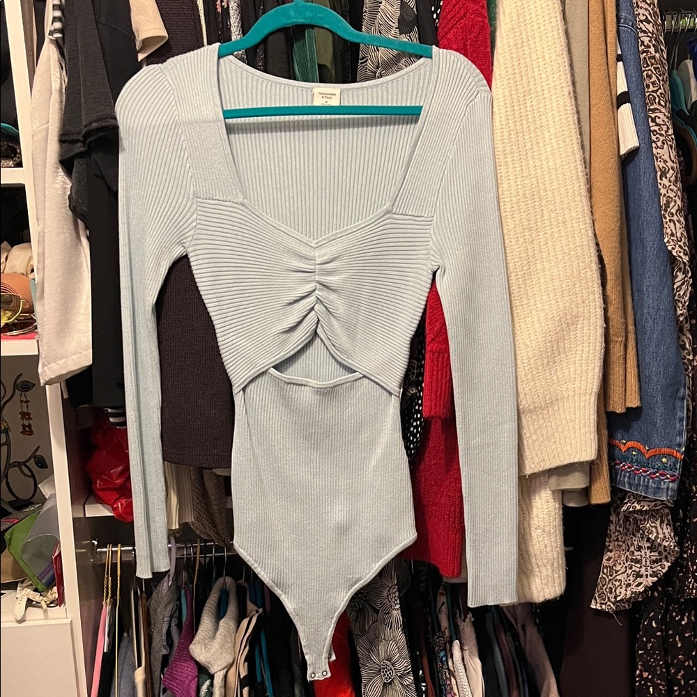 Abercrombie & Fitch Light Blue Ruched Bodysuit